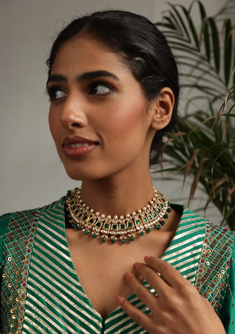 925 Silver Bavara Saksham Choker Necklace - Amrrutam 