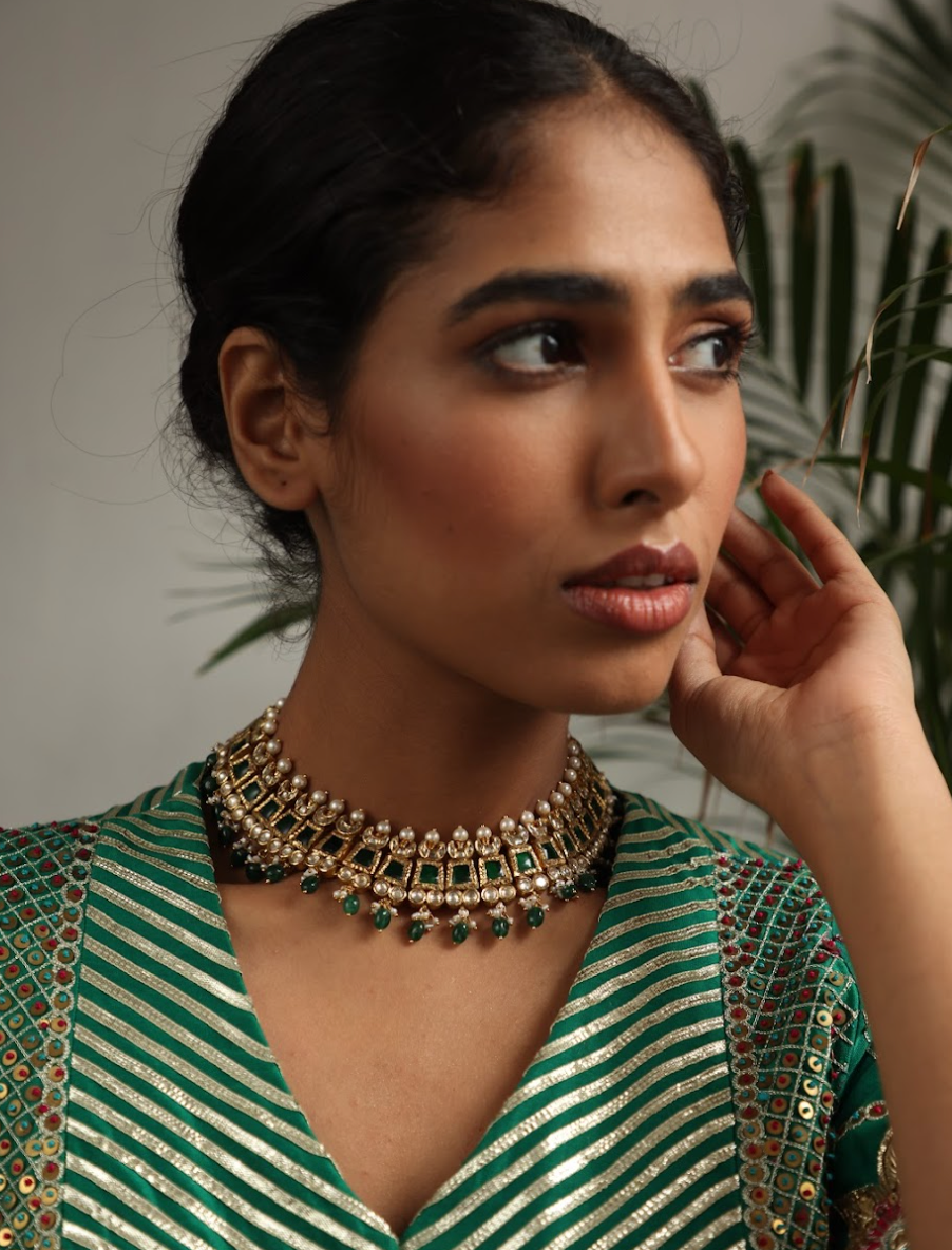 925 Silver Bavara Saksham Choker Necklace - Amrrutam 