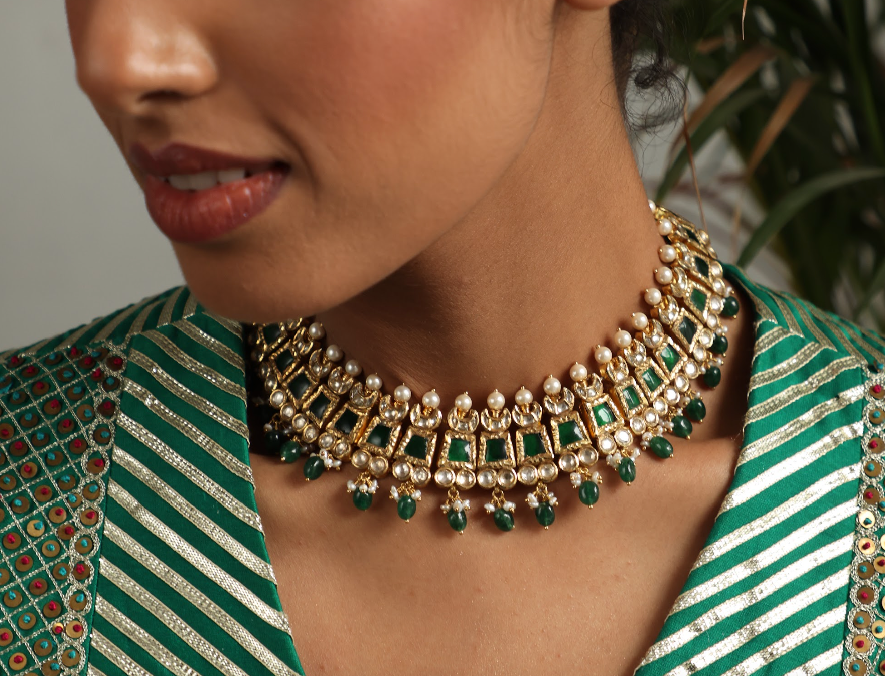 925 Silver Bavara Saksham Choker Necklace - Amrrutam 