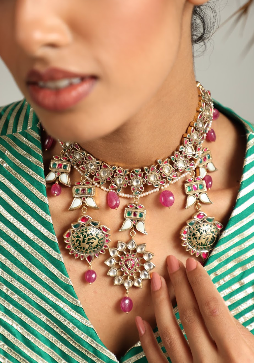 925 Silver Bavara Rinayat Choker Necklace - Amrrutam 