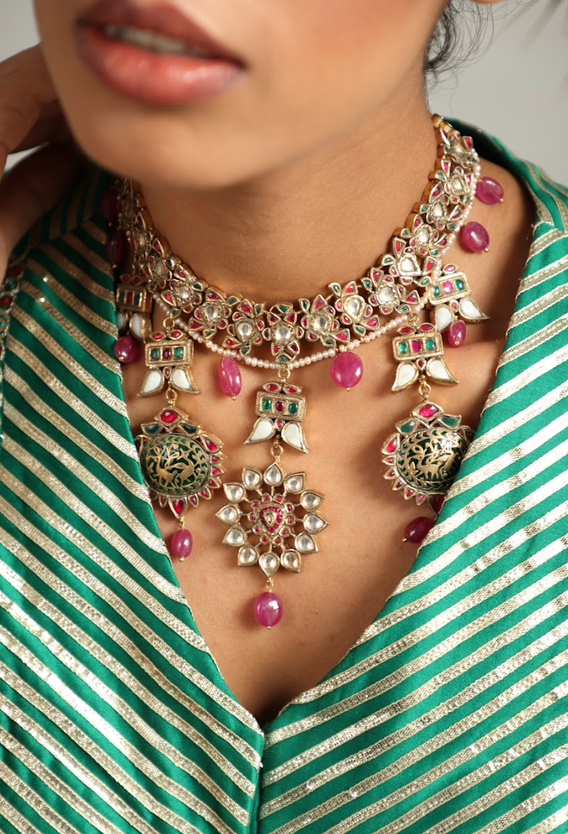 925 Silver Bavara Rinayat Choker Necklace - Amrrutam 