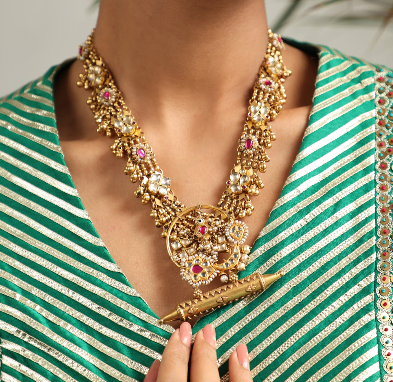 925 Silver Bavara Morya Gold Necklace - Amrrutam 