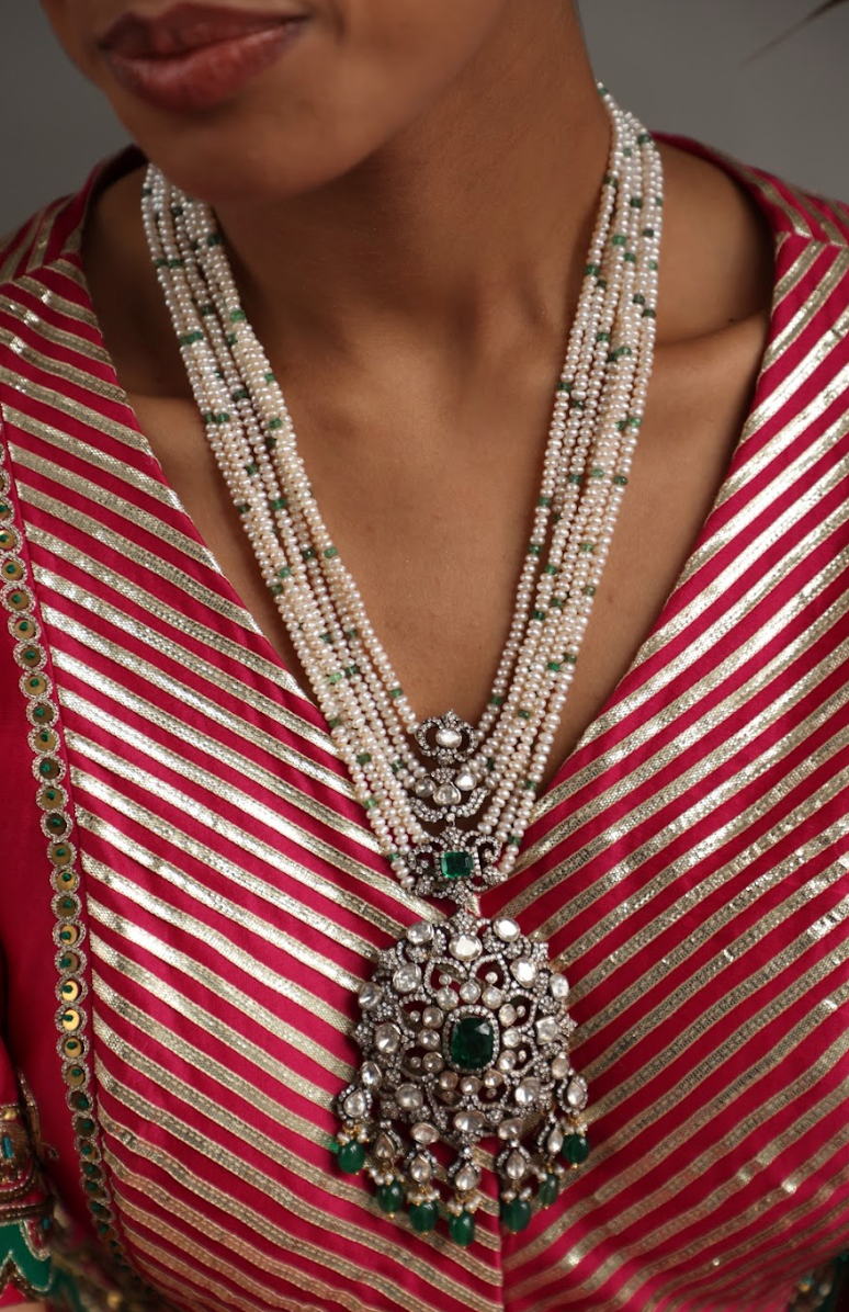 925 Silver Bavara Victorian Maharani Long Necklace - Amrrutam 