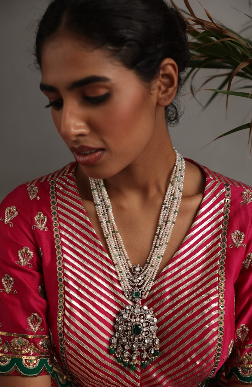 925 Silver Bavara Victorian Maharani Long Necklace - Amrrutam 