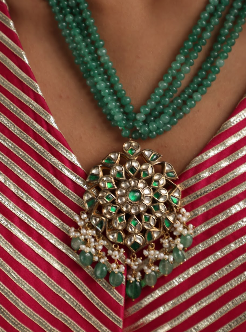 925 Silver Bavara Vaidehi Long Necklace - Amrrutam 