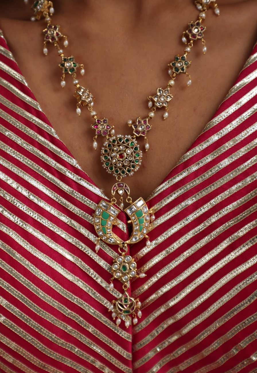 925 Silver Bavara Pankhiya Long Necklace - Amrrutam 