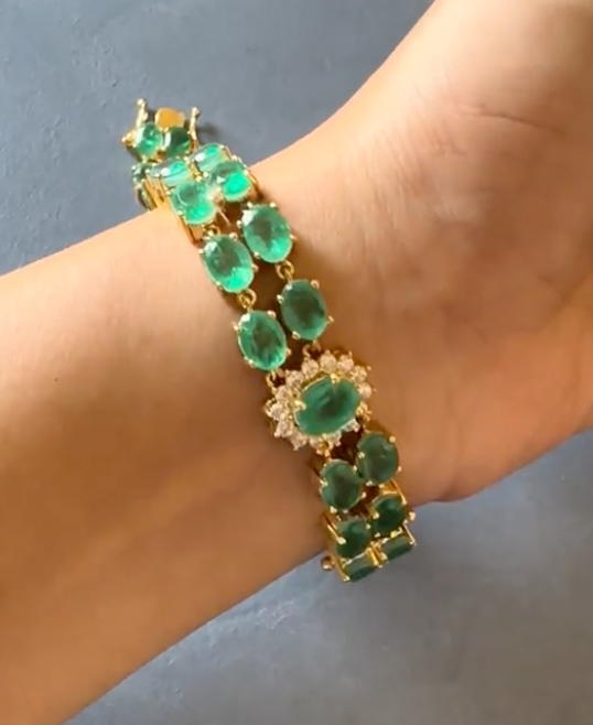 925 Silver Iris Emerald CZ Bracelet - Amrrutam 