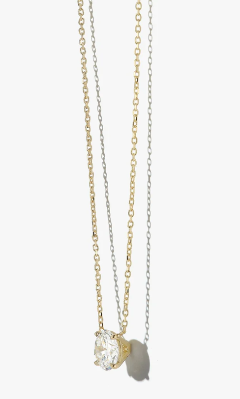 14K Gold Martini Diamond Solitaire Necklace - Amrrutam 