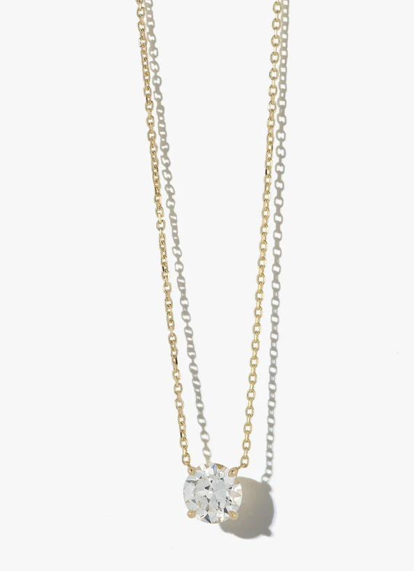 14K Gold Martini Diamond Solitaire Necklace - Amrrutam 