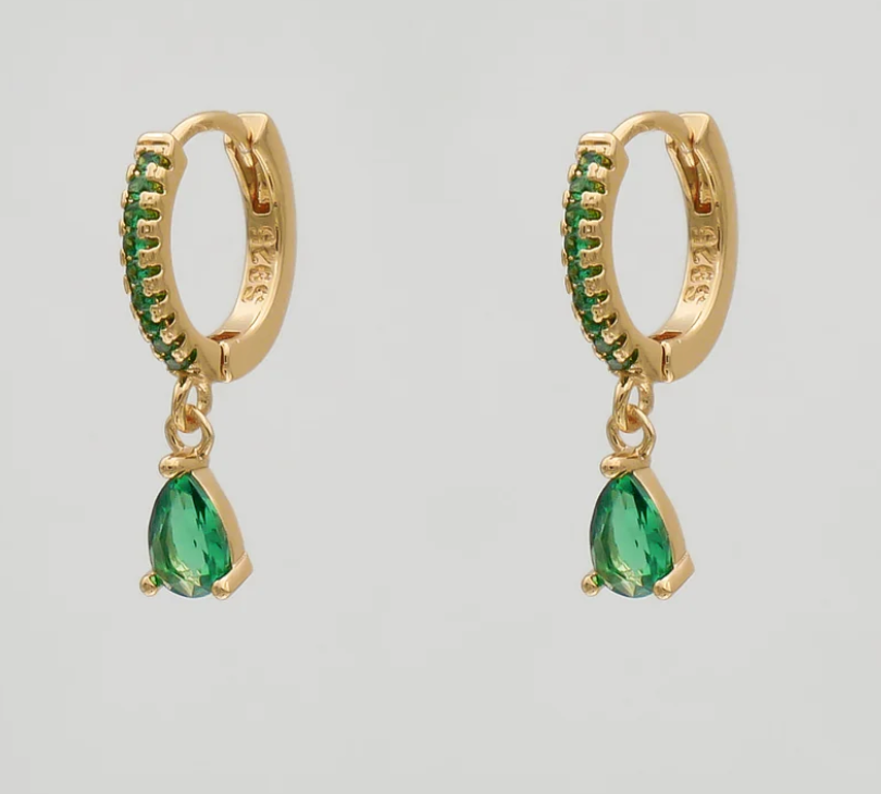 925 Silver Everyday Emerald Drop Earrings - Amrrutam 