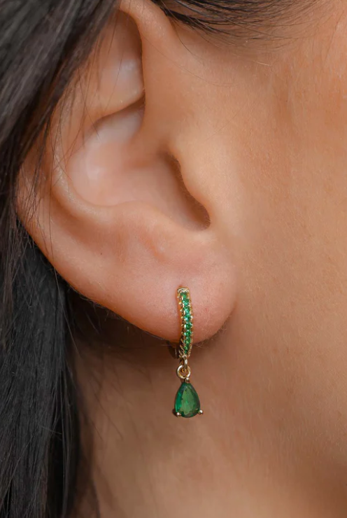 925 Silver Everyday Emerald Drop Earrings - Amrrutam 