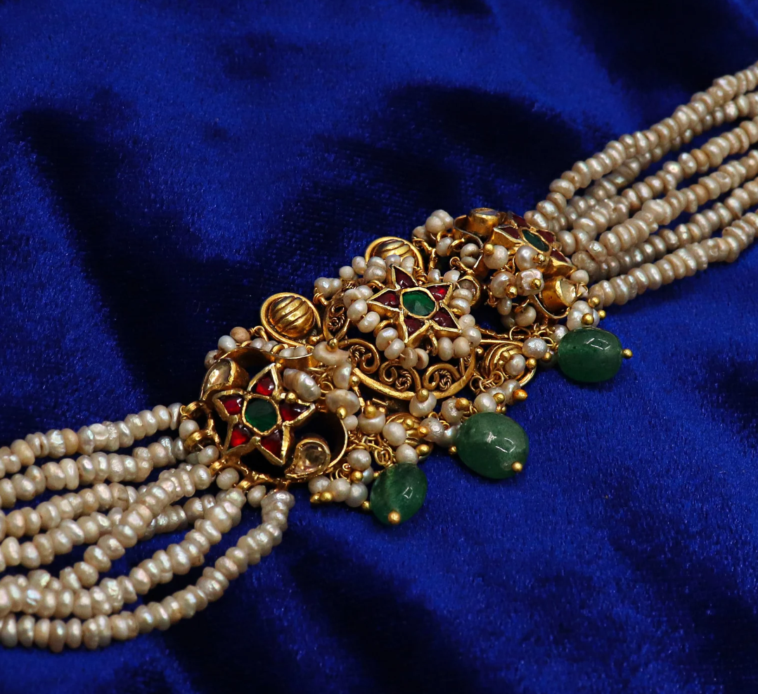 925 Silver Veera Traditional Silver Choker Necklace - Amrrutam Jewellery