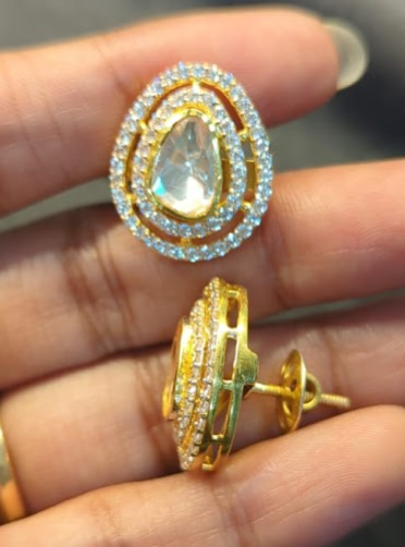 925 Silver Kaira Polki Earrings - Amrrutam Jewellery