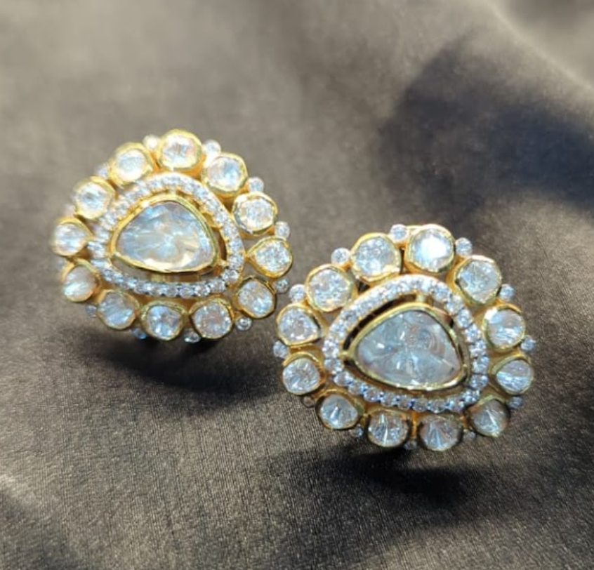 925 Silver Minar Polki Earrings - Amrrutam Jewellery