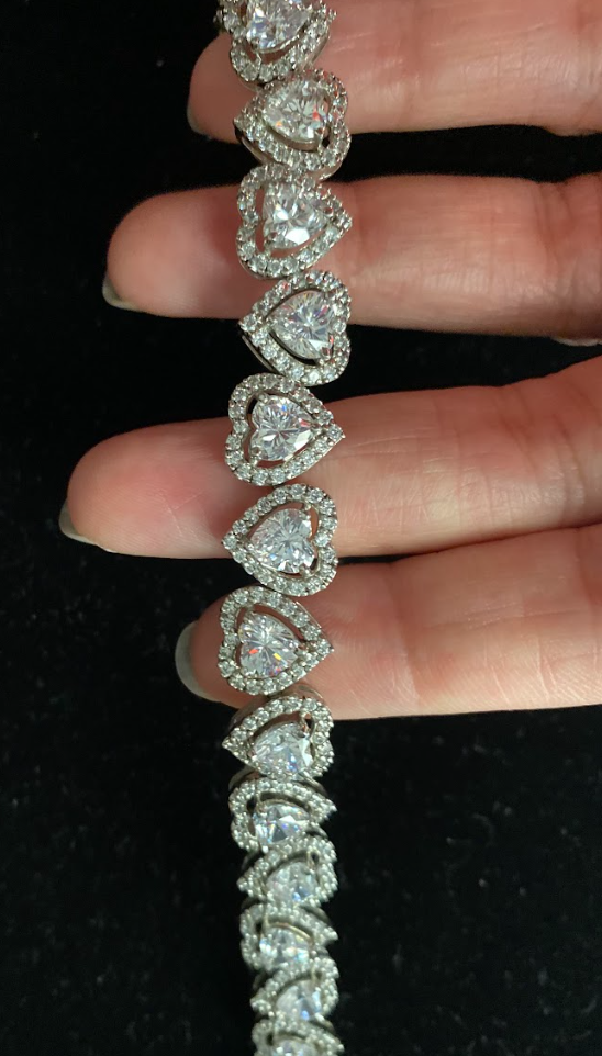 925 Silver Swarovski Heart Bracelet (Copy) - Amrrutam Jewellery