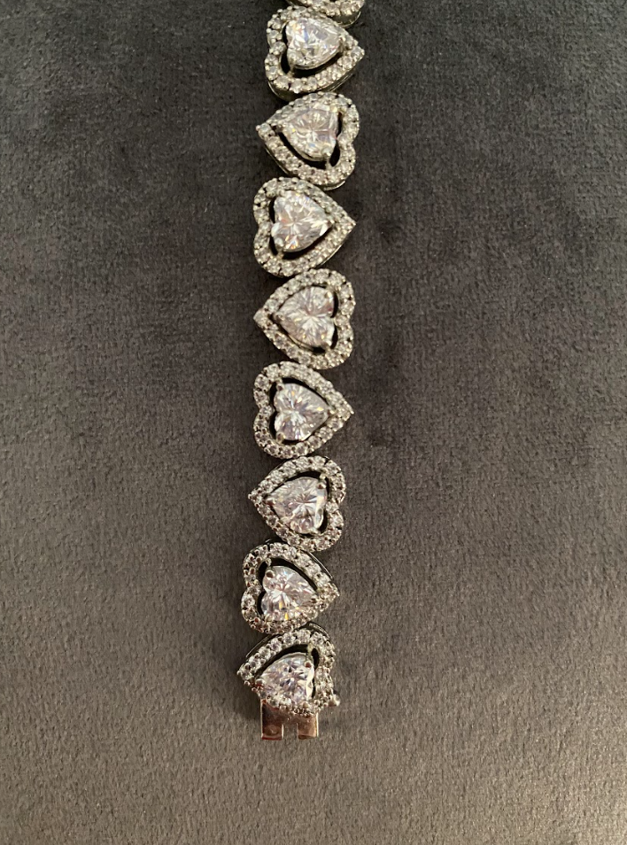 925 Silver Swarovski Heart Bracelet (Copy) - Amrrutam Jewellery