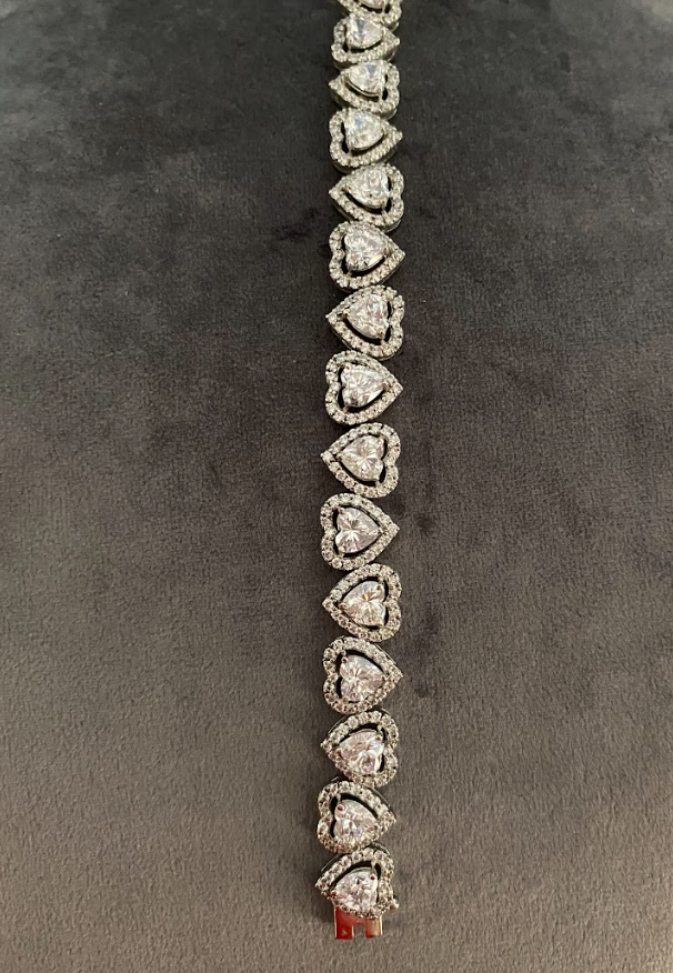 925 Silver Swarovski Heart Bracelet (Copy) - Amrrutam Jewellery