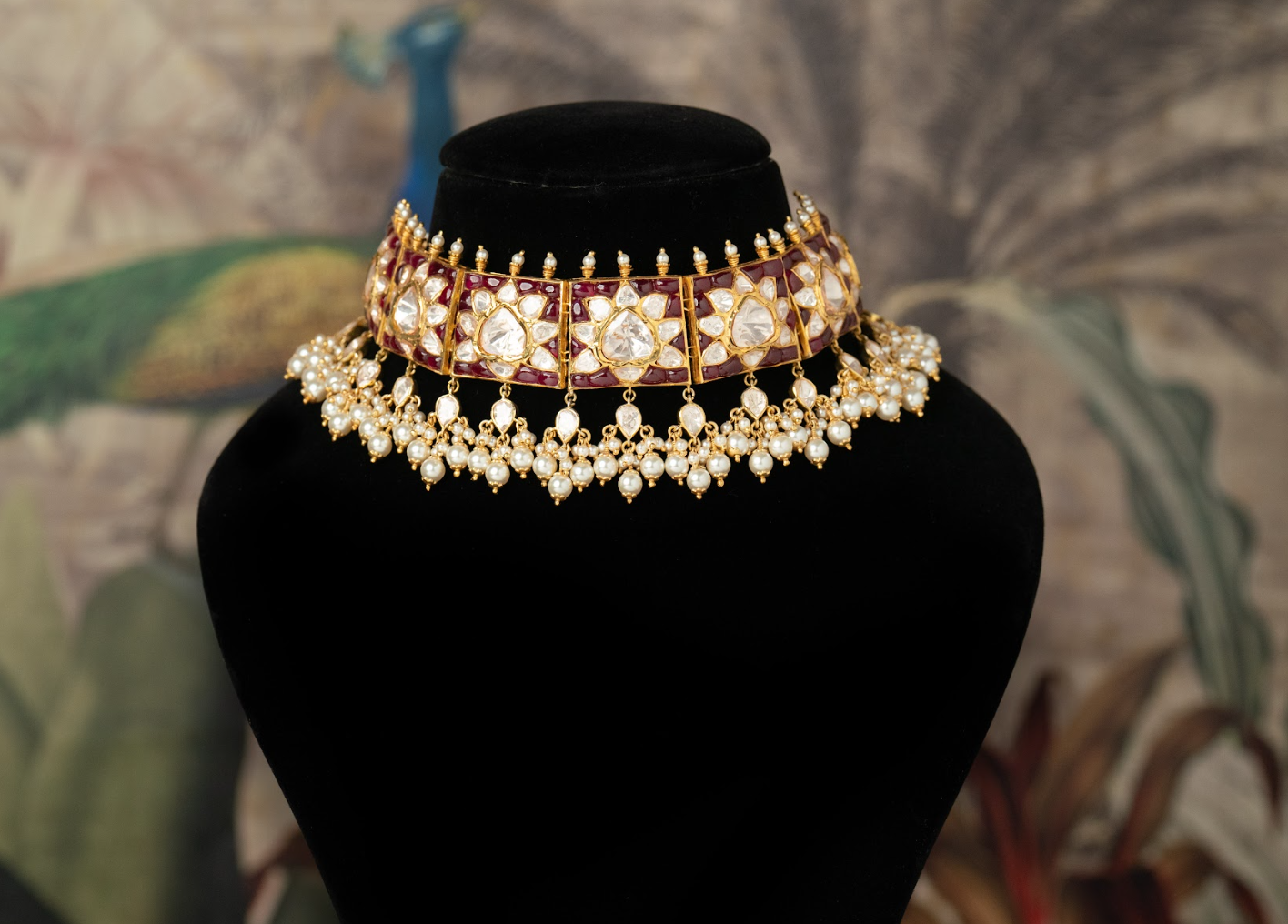 925 Silver Kesarya Polki Choker Necklace Set