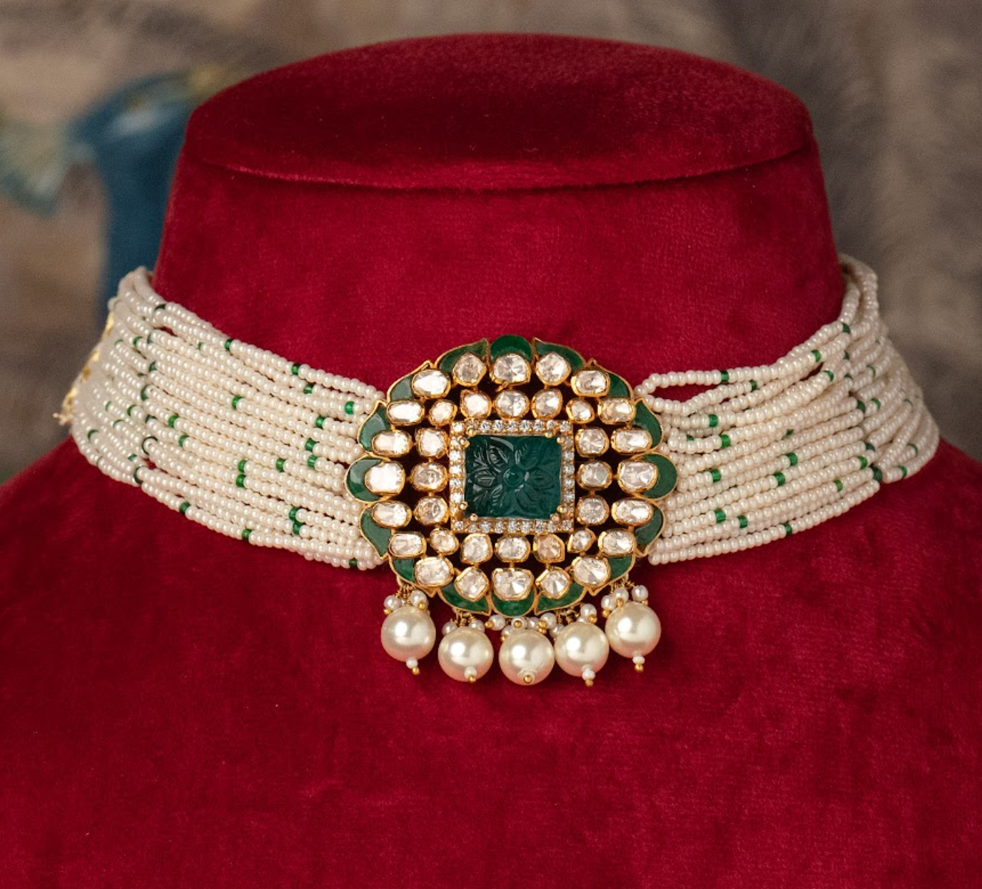 925 Silver Kairavi Polki Choker Necklace - Amrrutam Jewellery