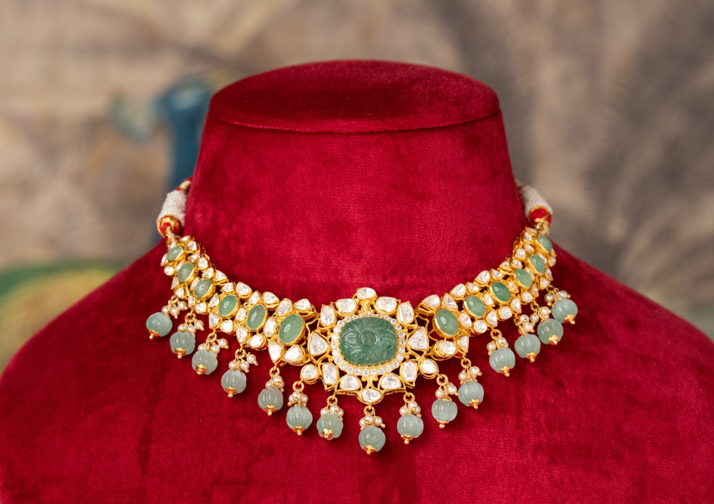 925 Silver Mohira Polki Choker Necklace - Amrrutam Jewellery