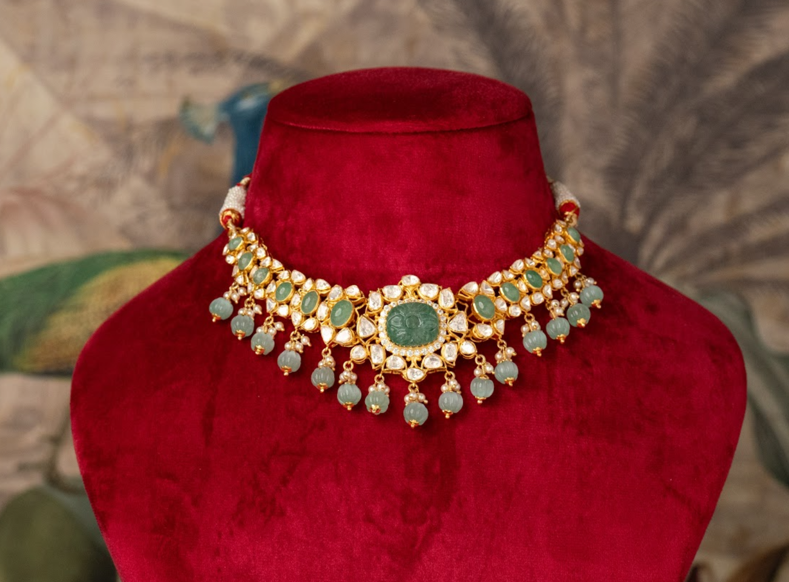 925 Silver Mohira Polki Choker Necklace - Amrrutam Jewellery