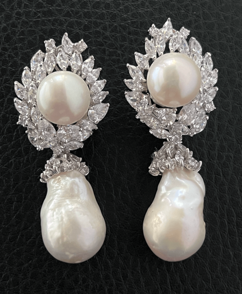 925 Silver Detachable Pearl Drop Earring - Amrrutam Jewellery
