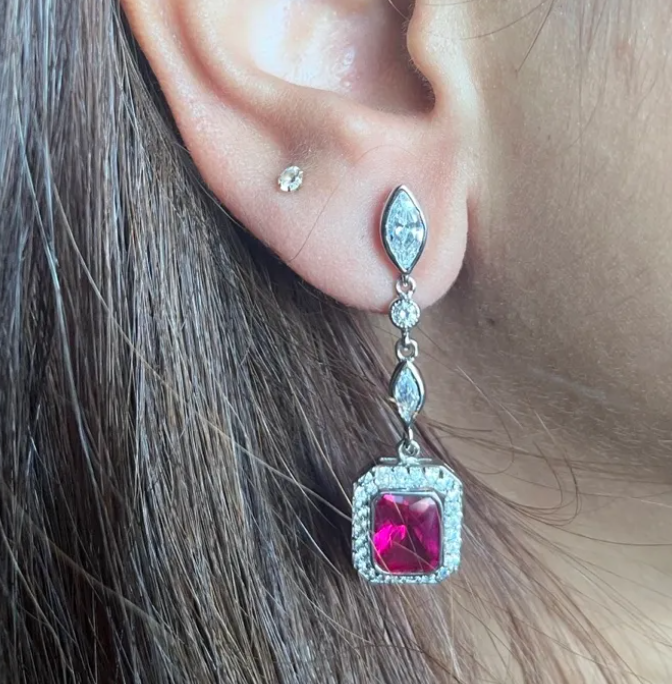 925 Silver Ruby Drop Earrings - Amrrutam Jewellery