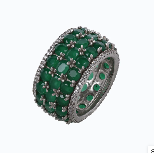 925 Silver Hira Emerald CZ Ring - Amrrutam Jewellery