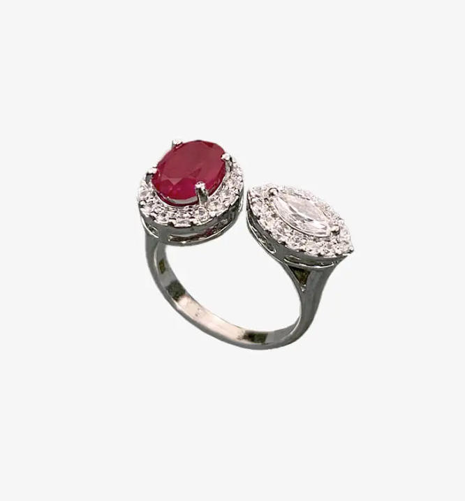 925 Silver Debbie Ruby CZ Ring - Amrrutam Jewellery