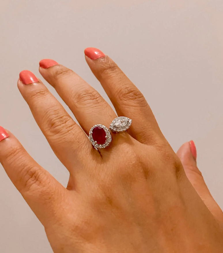925 Silver Debbie Ruby CZ Ring - Amrrutam Jewellery
