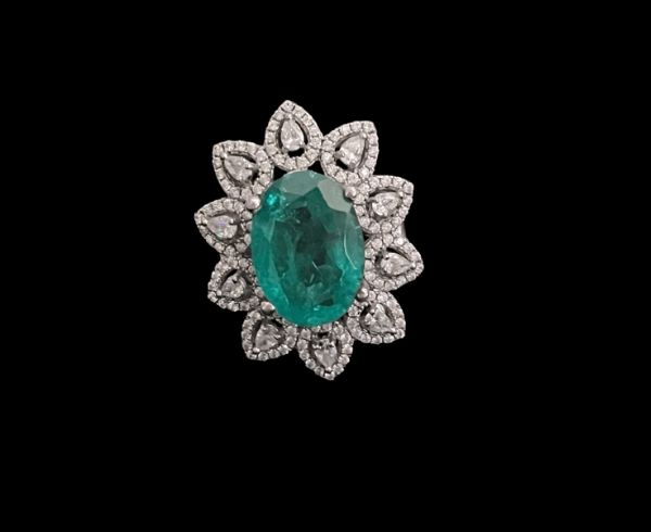 925 Silver Ashva Emerald CZ Ring - Amrrutam Jewellery
