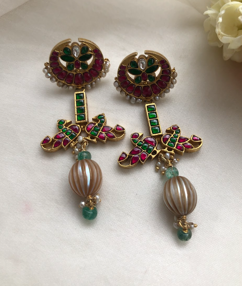 925 Silver Baruni Kundan Pearl Earrings - Amrrutam Jewellery