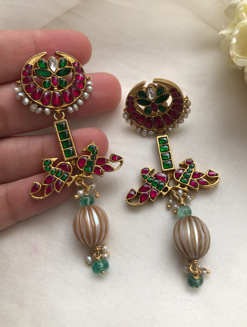 925 Silver Baruni Kundan Pearl Earrings - Amrrutam Jewellery