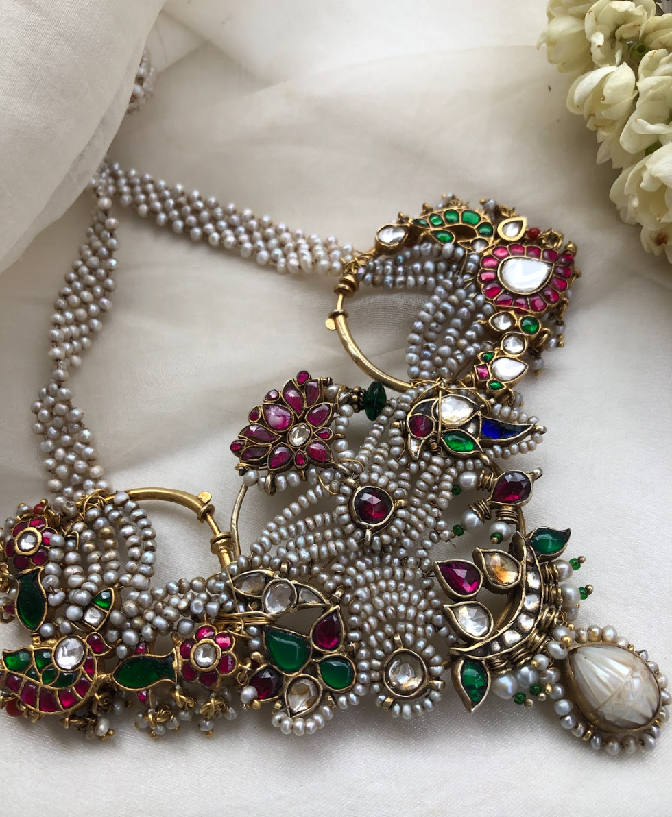 925 Silver Sureeli Vintage Kundan Pendant Necklace - Amrrutam Jewellery