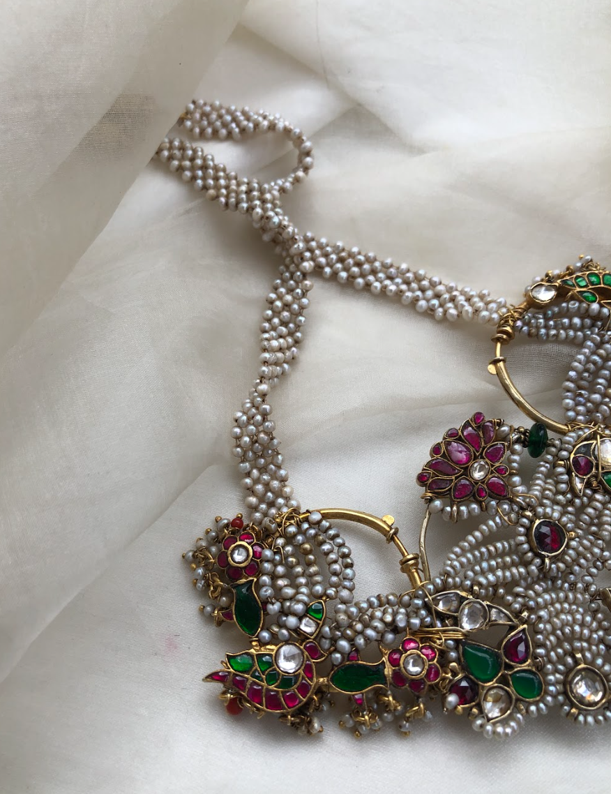 925 Silver Sureeli Vintage Kundan Pendant Necklace - Amrrutam Jewellery