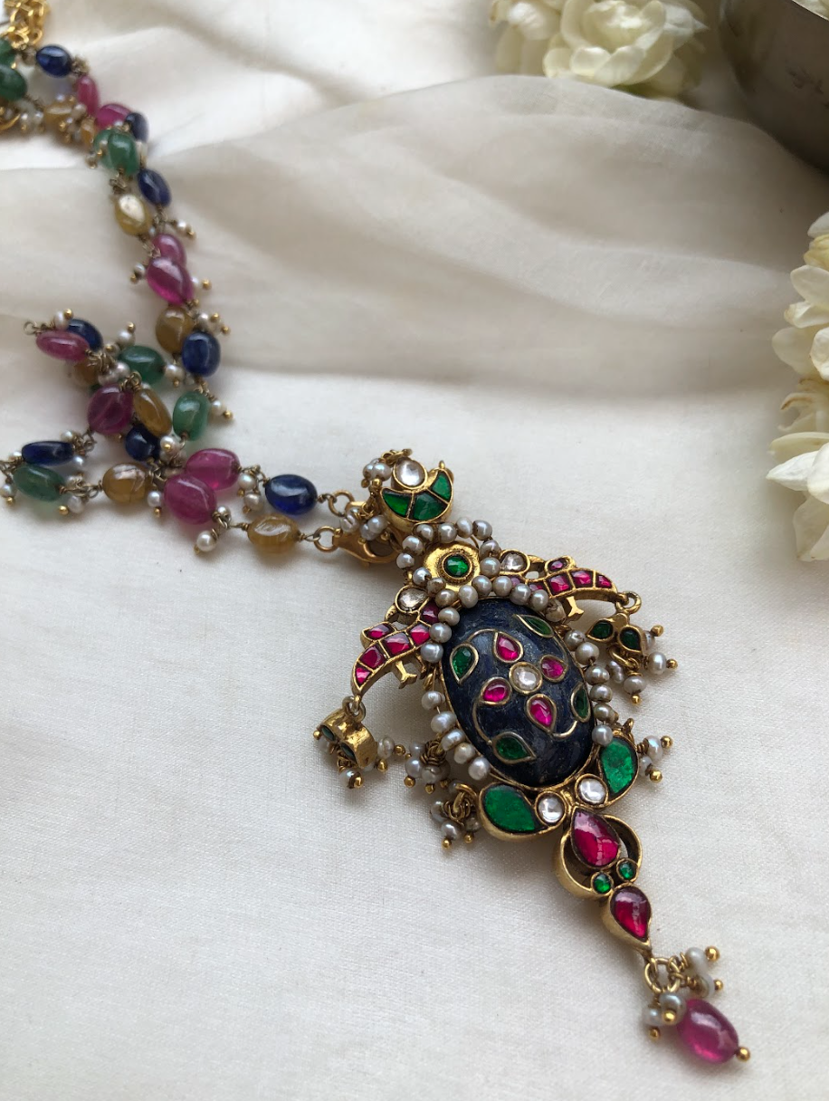 925 Silver Blue Lapis Lazuli Pendant Necklace - Amrrutam Jewellery