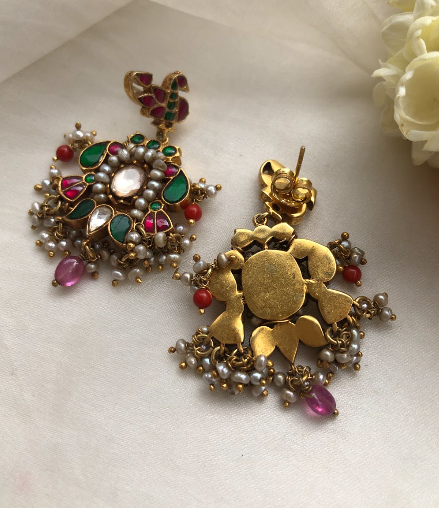 925 Silver Rasila Kundan Pearl Earrings - Amrrutam Jewellery