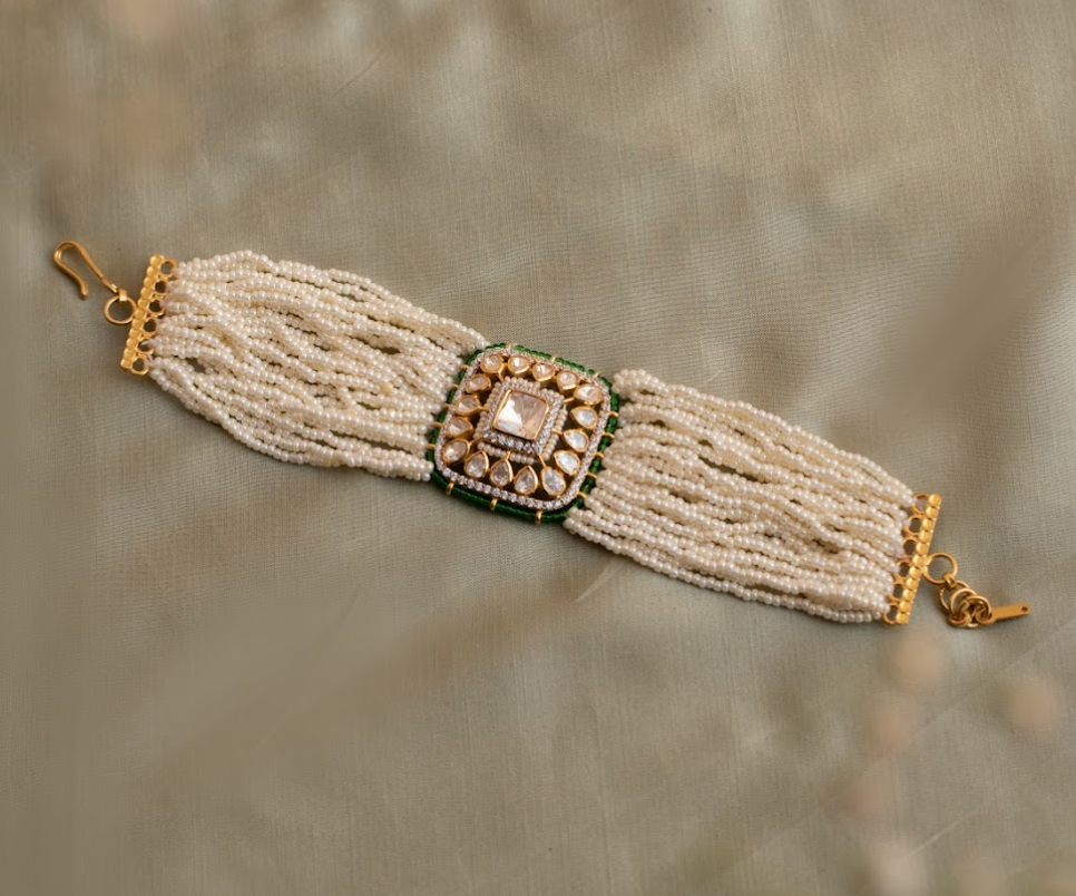 925 Silver Riha Festive Polki Bracelet - Amrrutam Jewellery