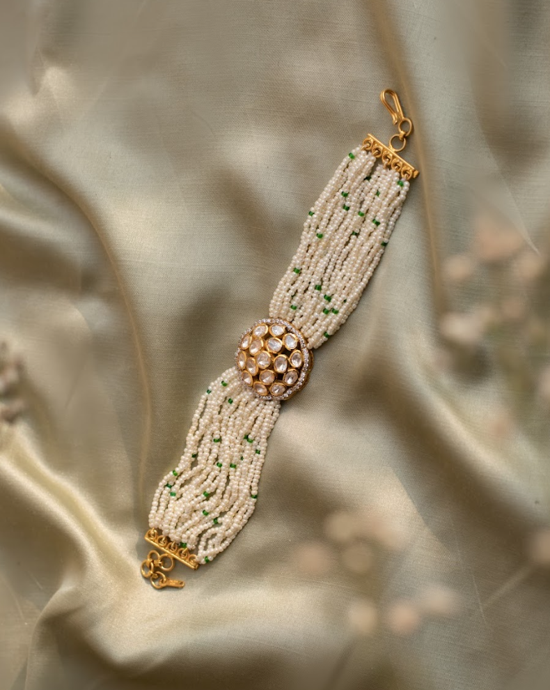 925 Silver Asmi Festive Polki Bracelet - Amrrutam Jewellery