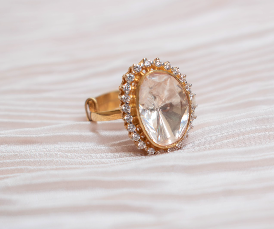 925 Silver Baruni Festive Polki Ring - Amrrutam Jewellery