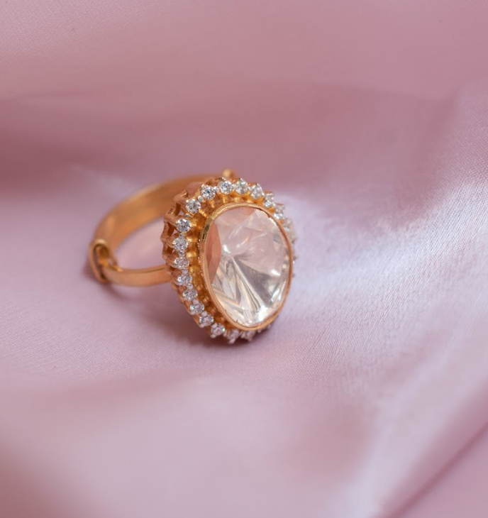 925 Silver Baruni Festive Polki Ring - Amrrutam Jewellery
