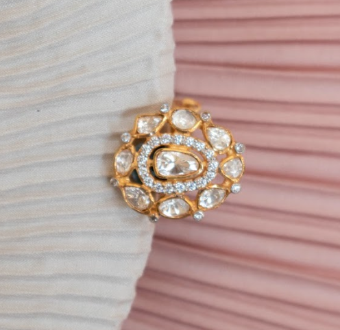 925 Silver Iraya Festive Polki Ring - Amrrutam Jewellery