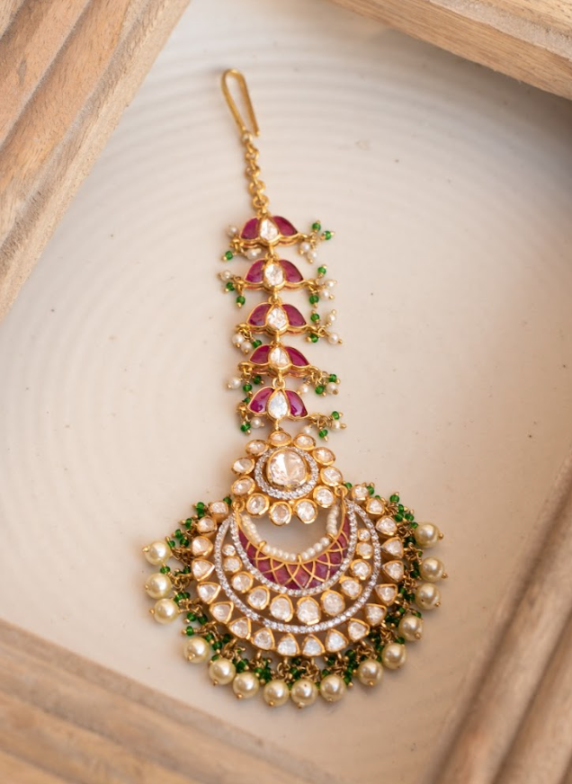 925 Silver Raga Festive Polki Maangtika - Amrrutam Jewellery
