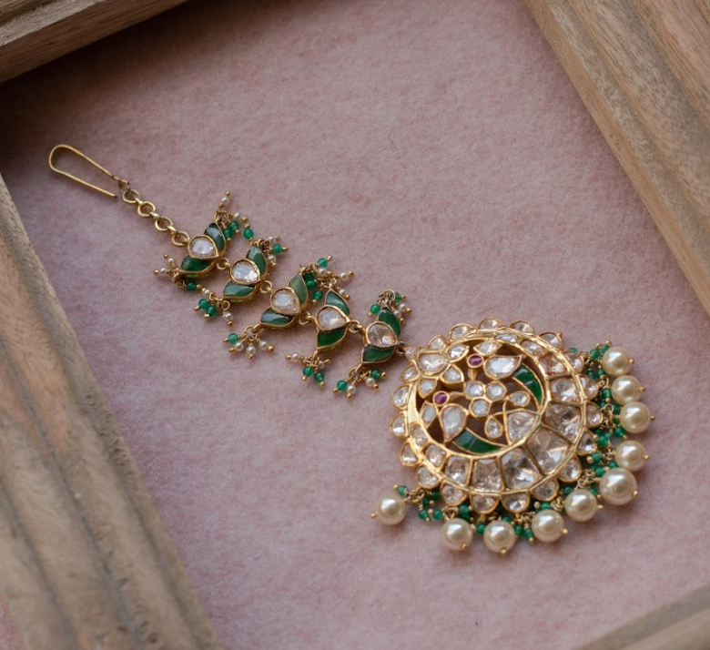 925 Silver Kanagh Festive Polki Maangtika - Amrrutam Jewellery