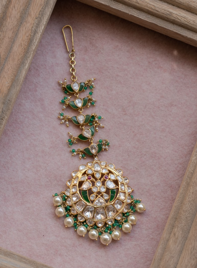925 Silver Kanagh Festive Polki Maangtika - Amrrutam Jewellery