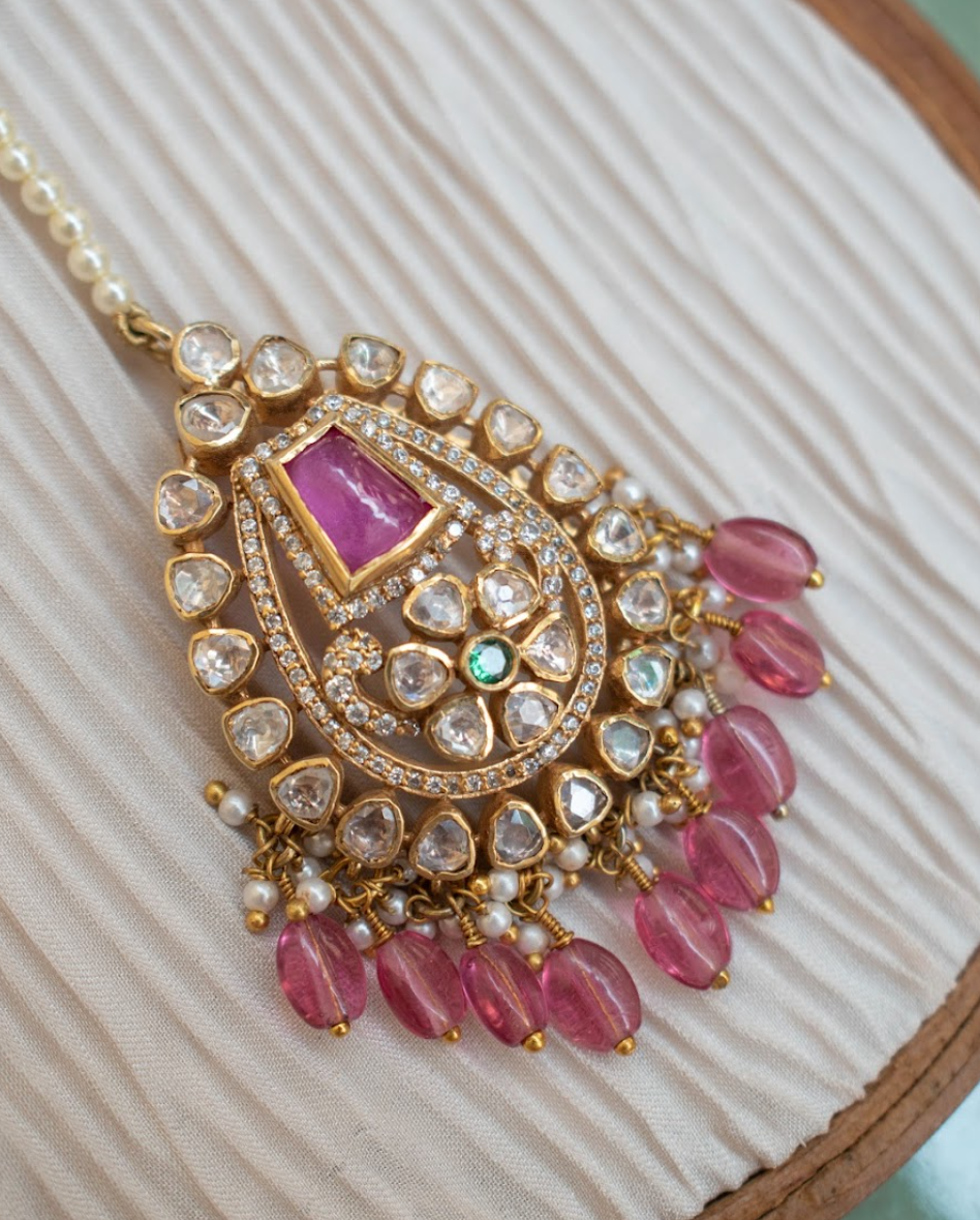 925 Silver Rangreza Polki Maangtika - Amrrutam Jewellery