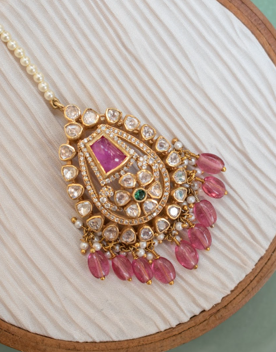 925 Silver Rangreza Polki Maangtika - Amrrutam Jewellery