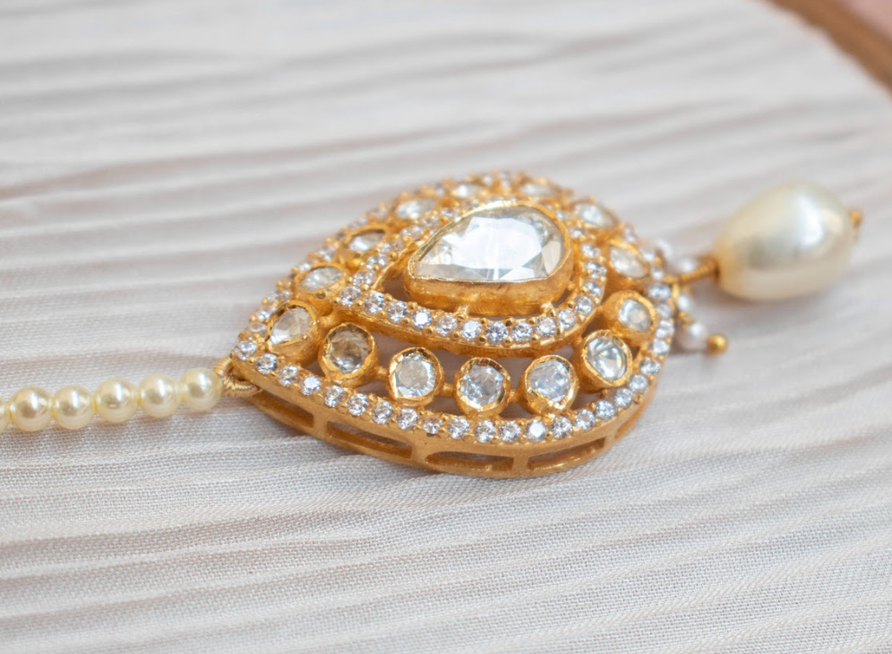 925 Silver Fallak Polki Maangtika - Amrrutam Jewellery
