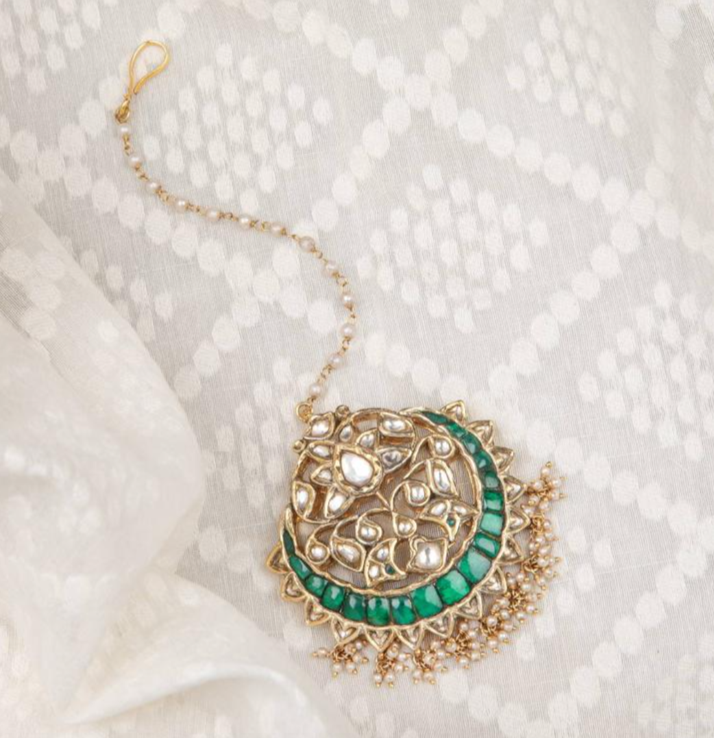 925 Silver Heeramandi Benares Polki Maangtika - Amrrutam Jewellery