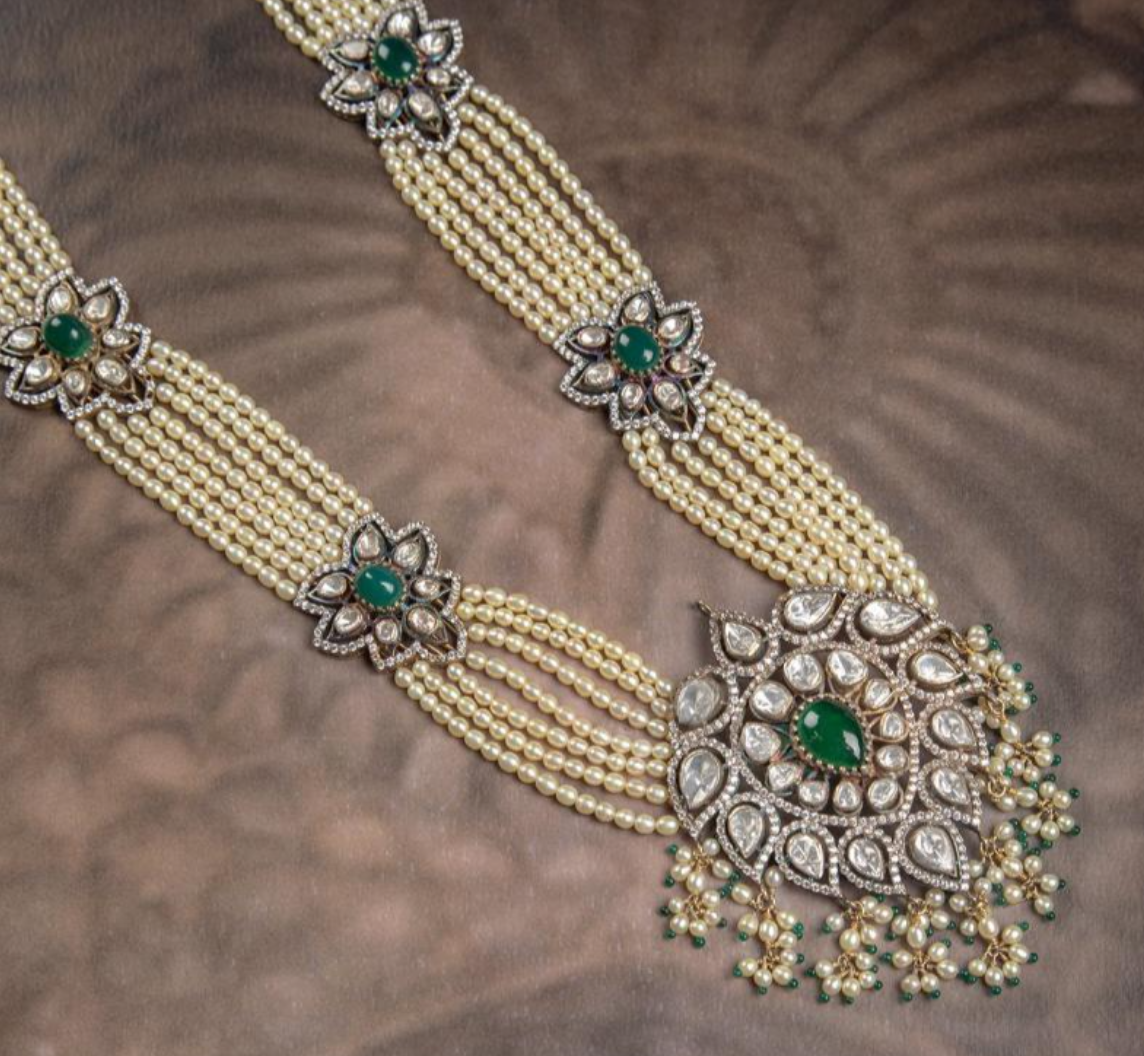 925 Silver Heeramandi Rivaah Victorian Polki Necklace - Amrrutam Jewellery